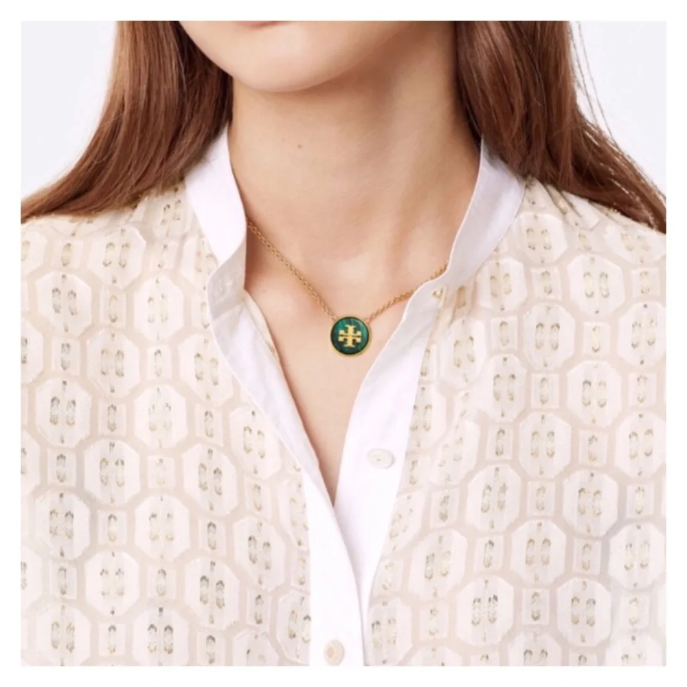 Tory Burch • Green Semiprecious Stone Logo Set